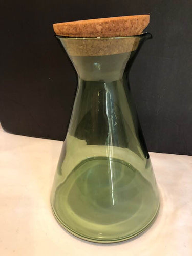 Green Glass Carafe with Cork Stopper