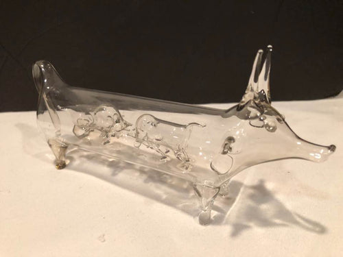 Hand Blown Glass Bull with Pair of Charging Bulls in Belly