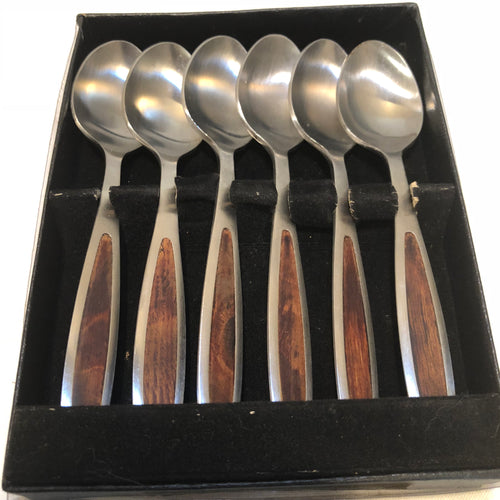 Otagiri Stainless Demitasse Spoons Teak Inset