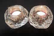 Kosta Boda Ann Warff Snowball Glass Votive Candleholders Set of 2