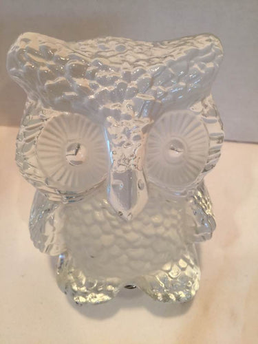 Viking Glass Owl Paperweight Bookend Vintage