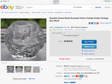 Kosta Boda Ann Warff Snowball Glass Votive Candleholders Set of 2