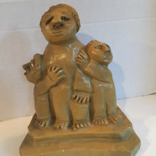 Sculpture Brutalist Style Adult and Two Children