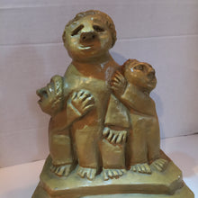 Sculpture Brutalist Style Adult and Two Children